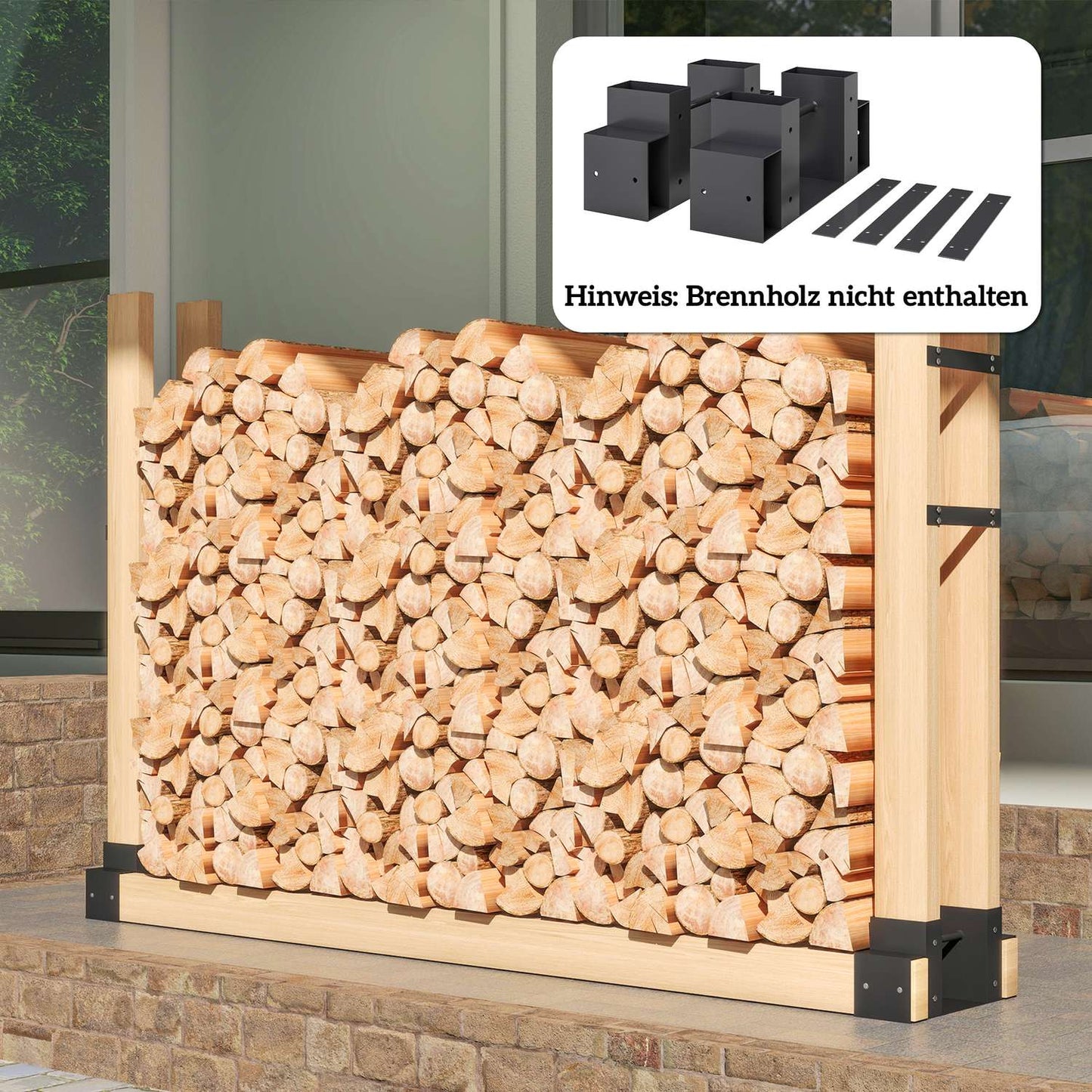 Firewood Rack Set, Adjustable Metal, Black, 33.5x10x15.5cm