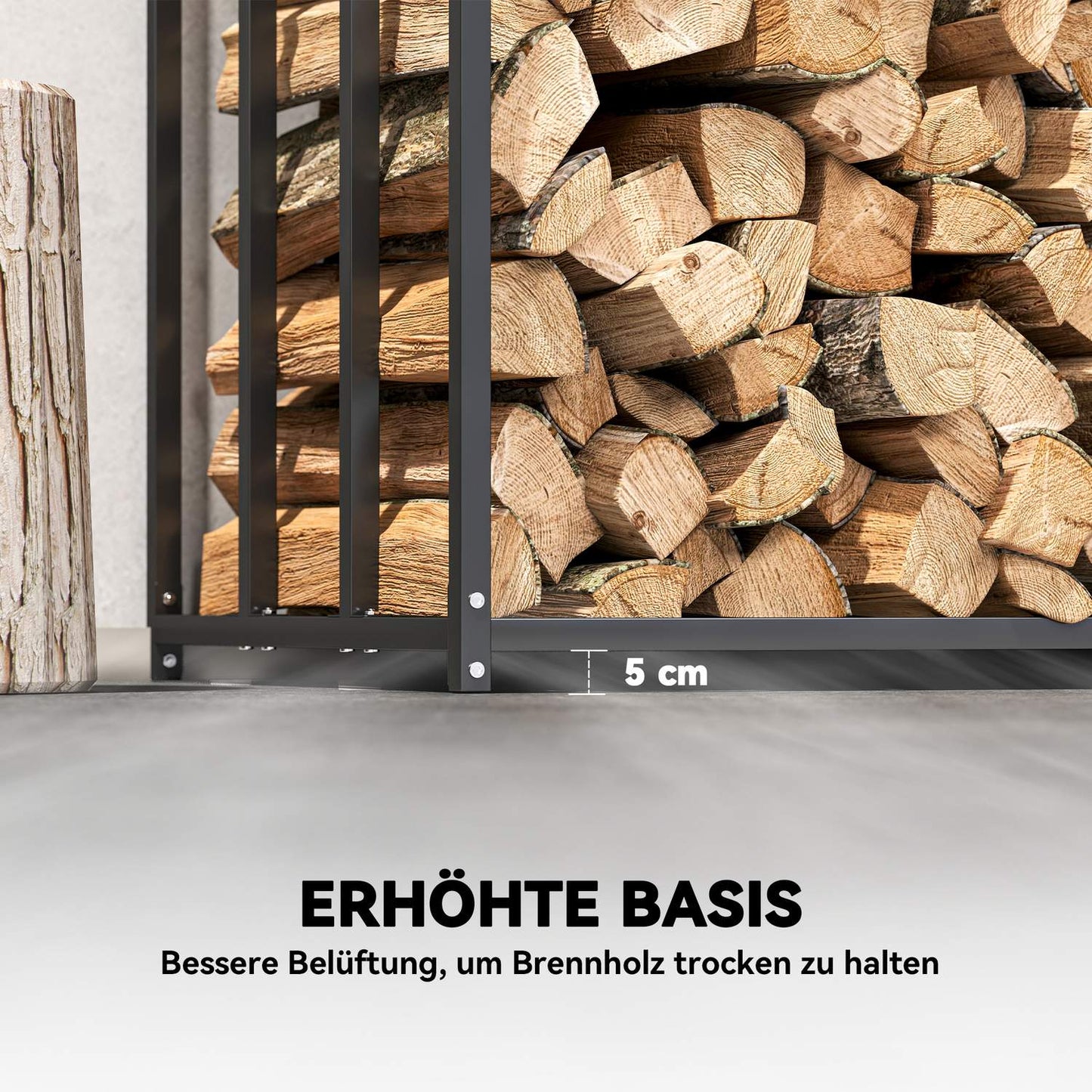 Firewood Rack, Steel, Cover, 300kg Capacity, 140x70x154 cm