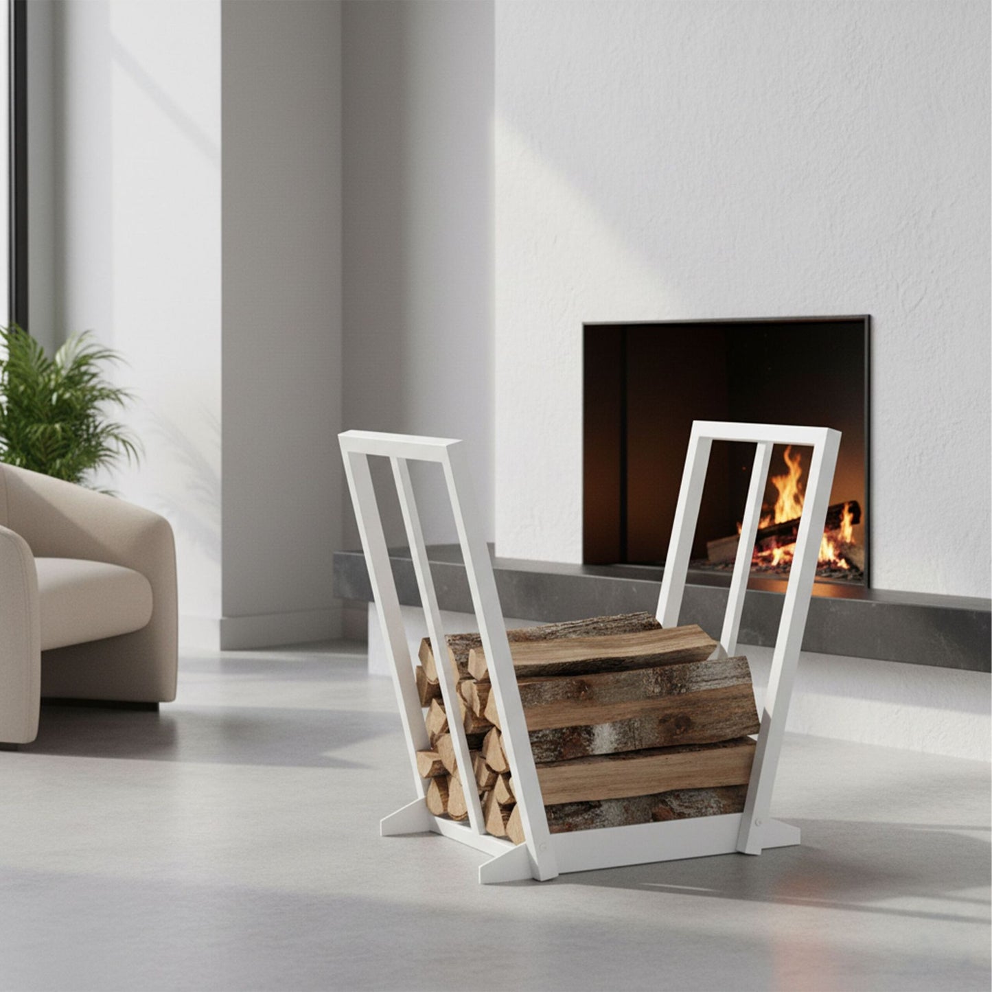 Firewood Rack – V-Shaped Iron Log Holder for Storage