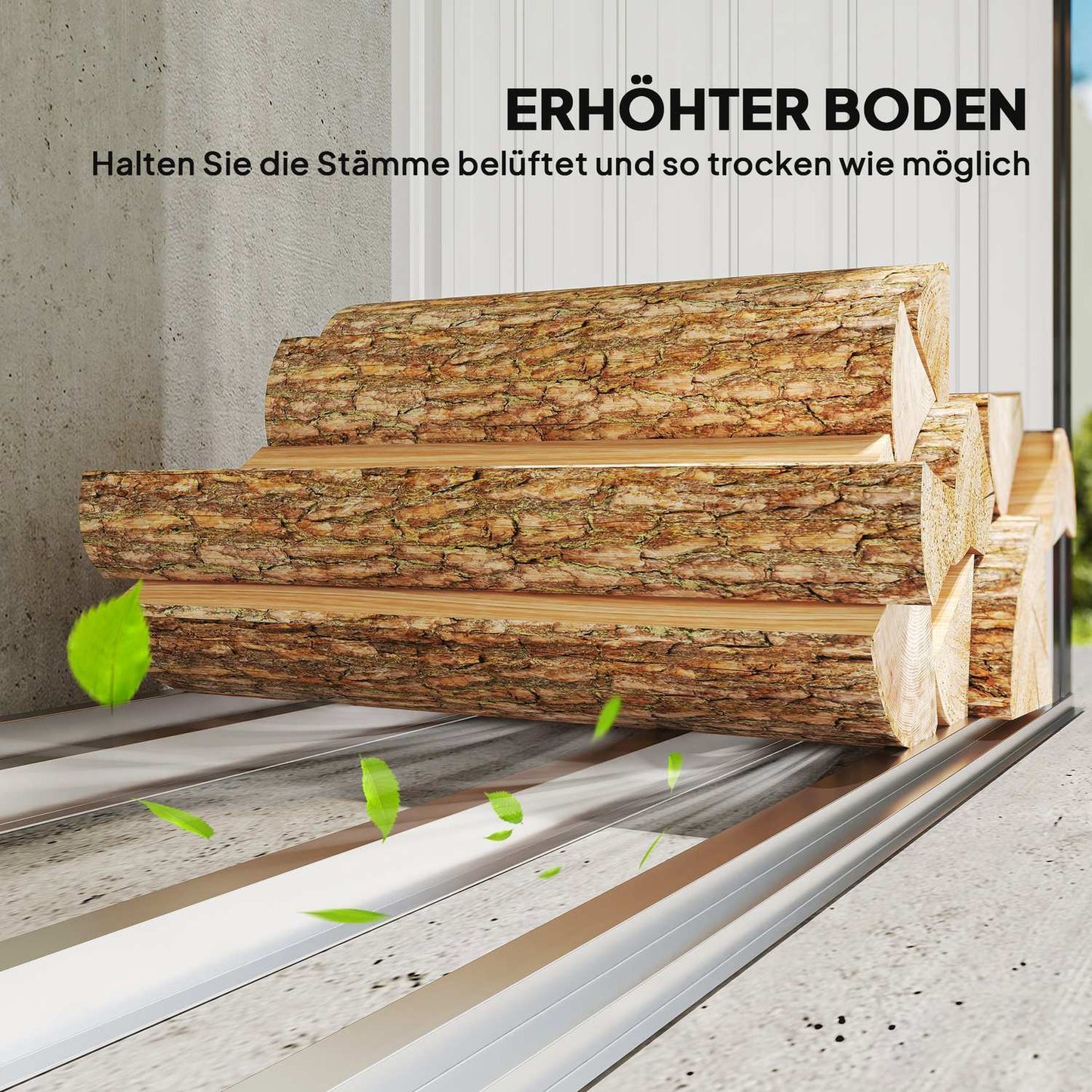 Firewood Shed, Steel, Elevated Floor, 213x66.5x150 cm