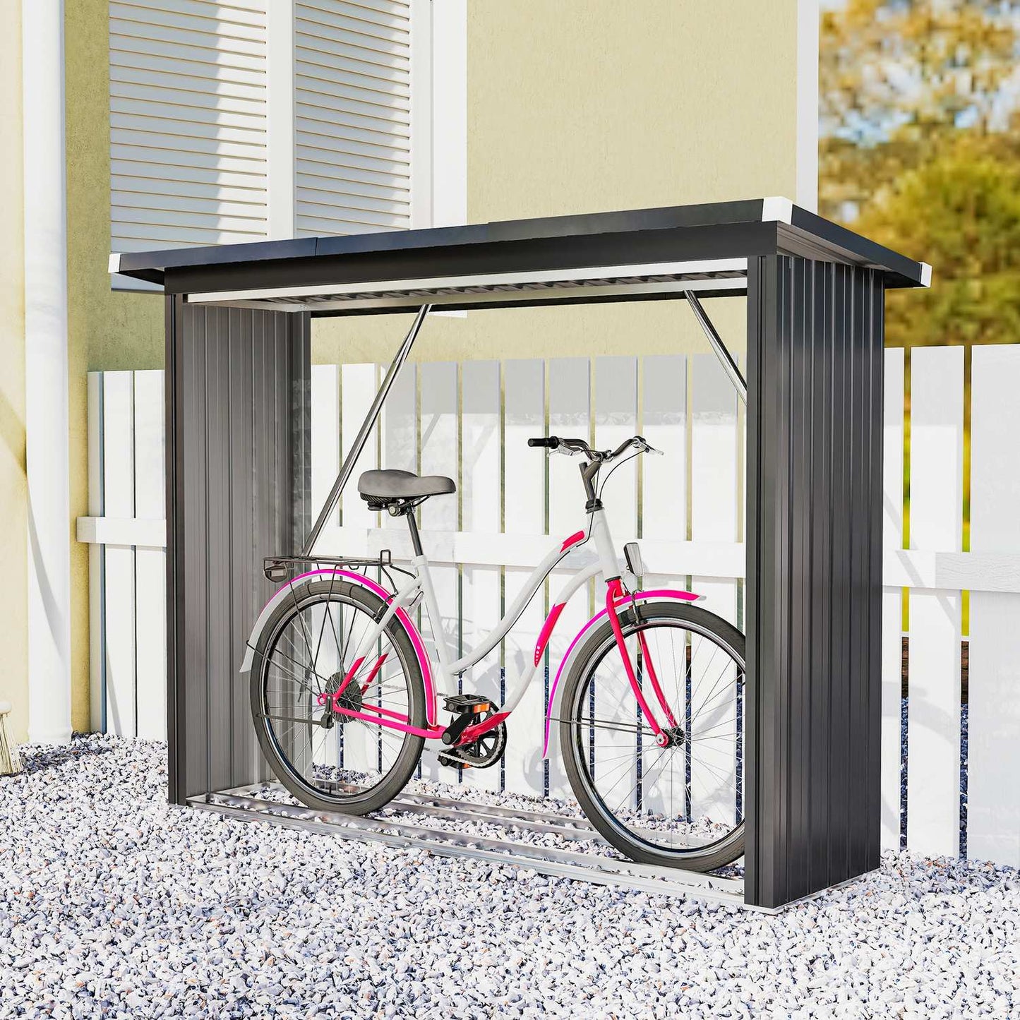Firewood Shed, Steel, Elevated Floor, 213x66.5x150 cm