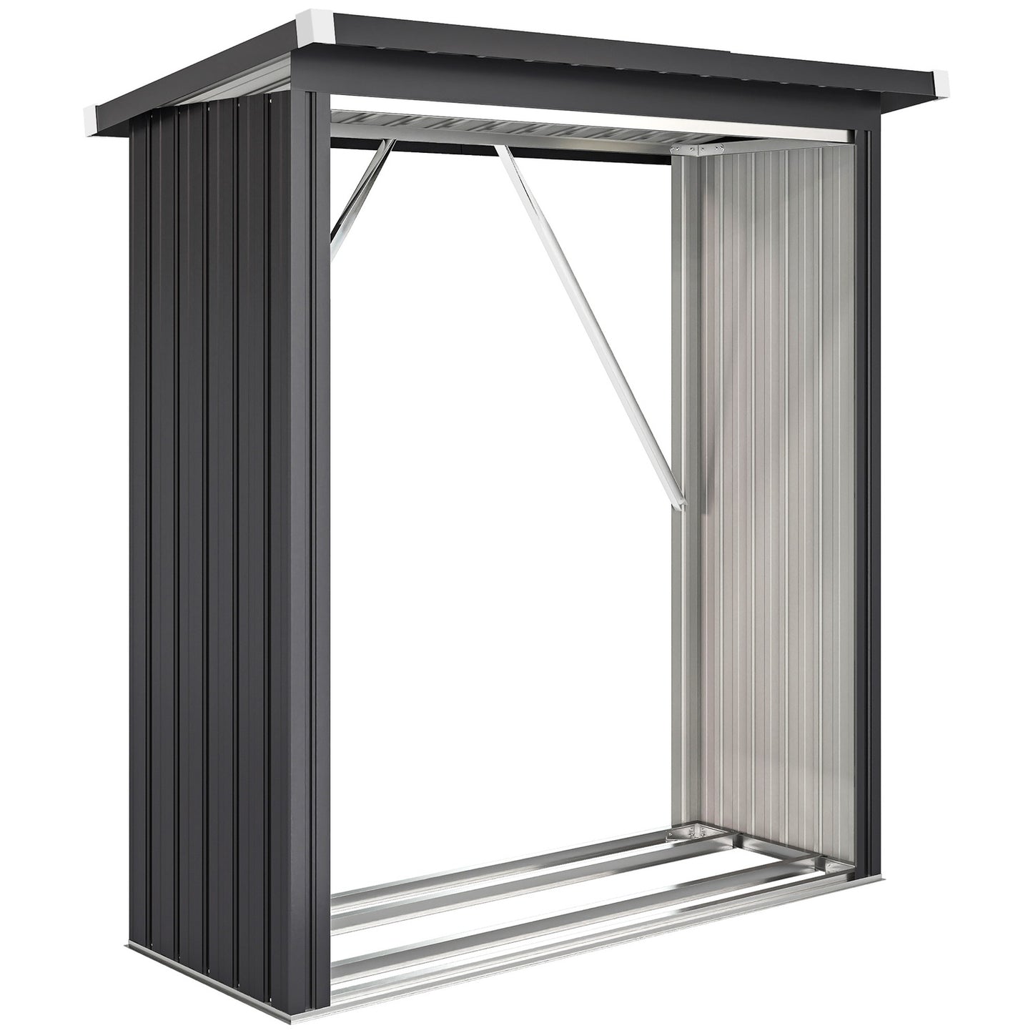 Firewood Shed, Steel, Elevated Floor, Sloped Roof, 150x66.5x150 cm