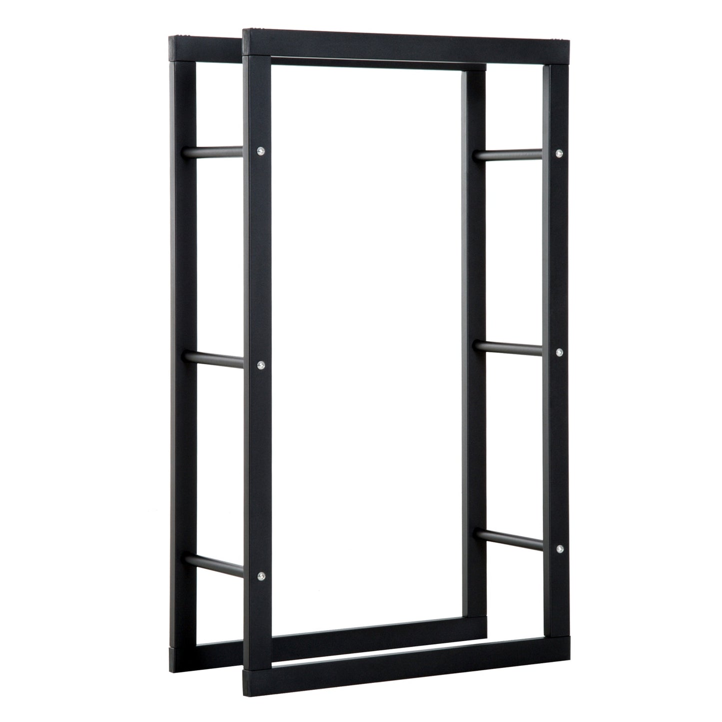Wood rack in steel, 100 kg capacity, black, 60x25x100 cm