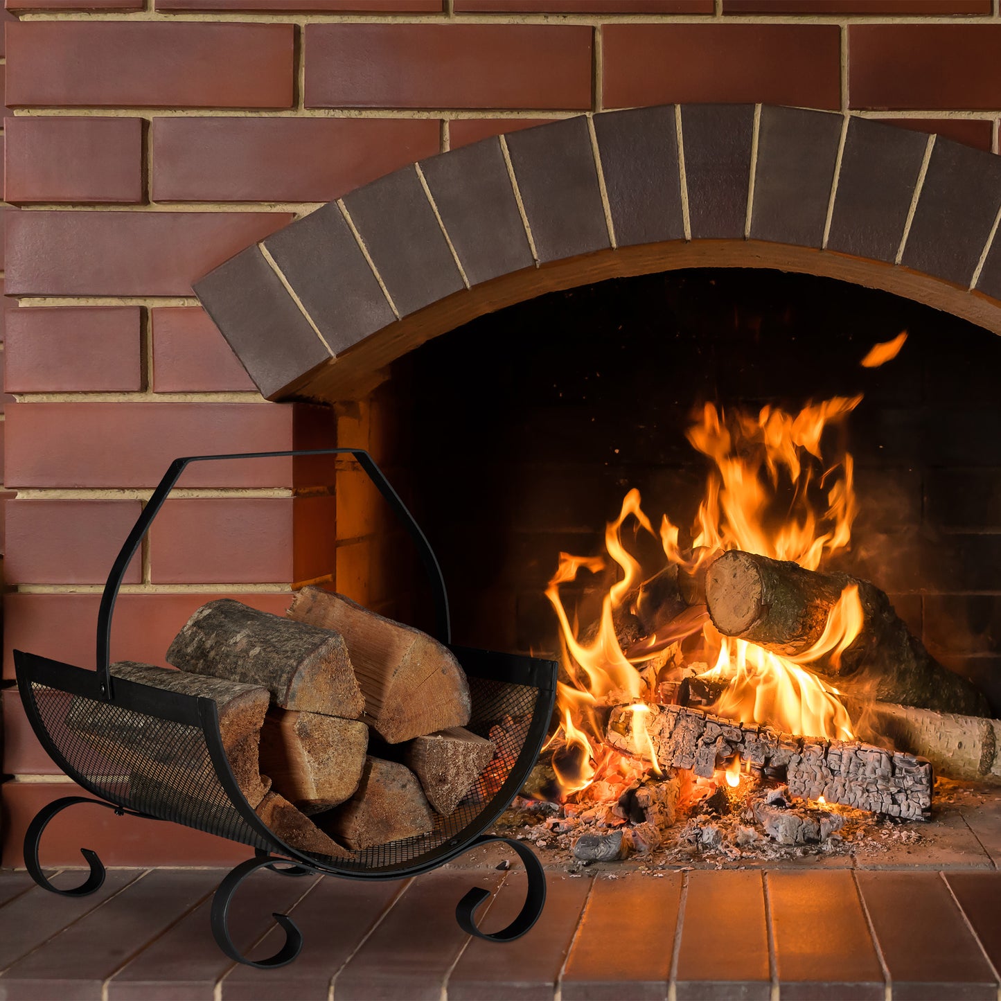 Firewood basket in black