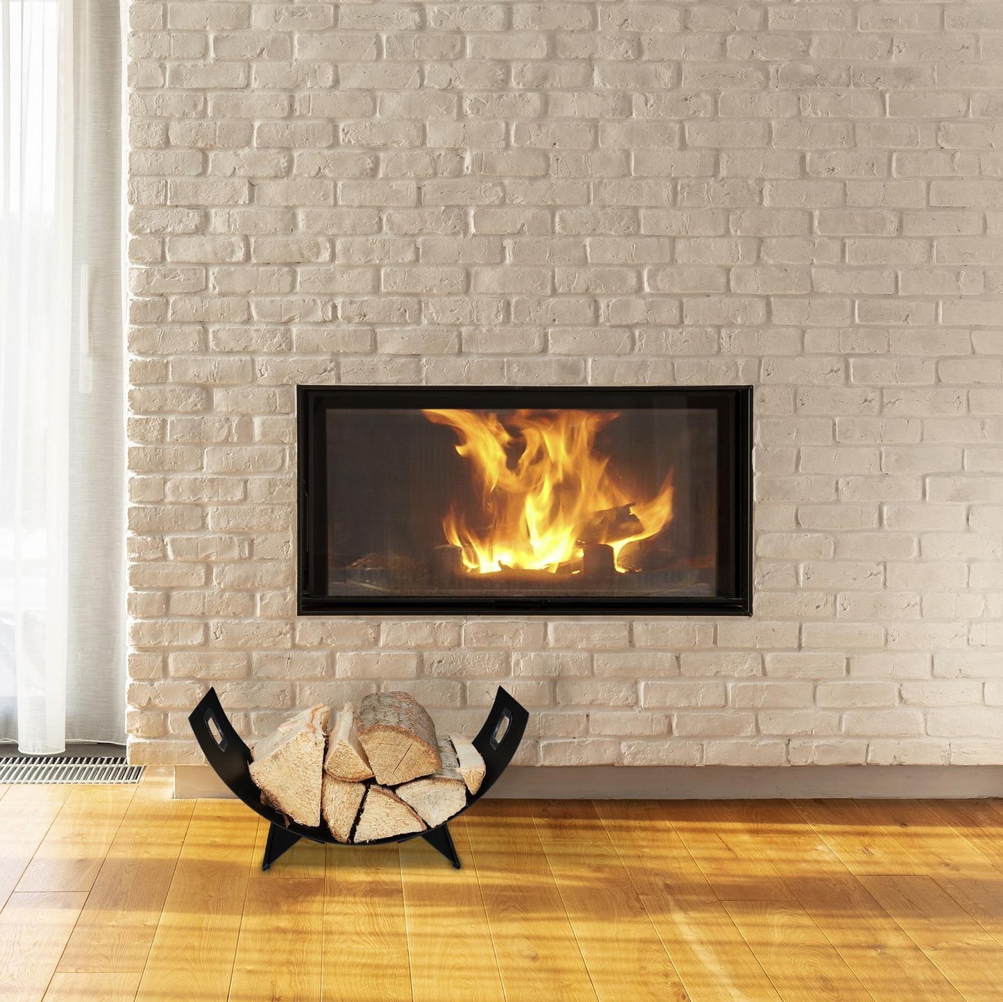Firewood basket in black