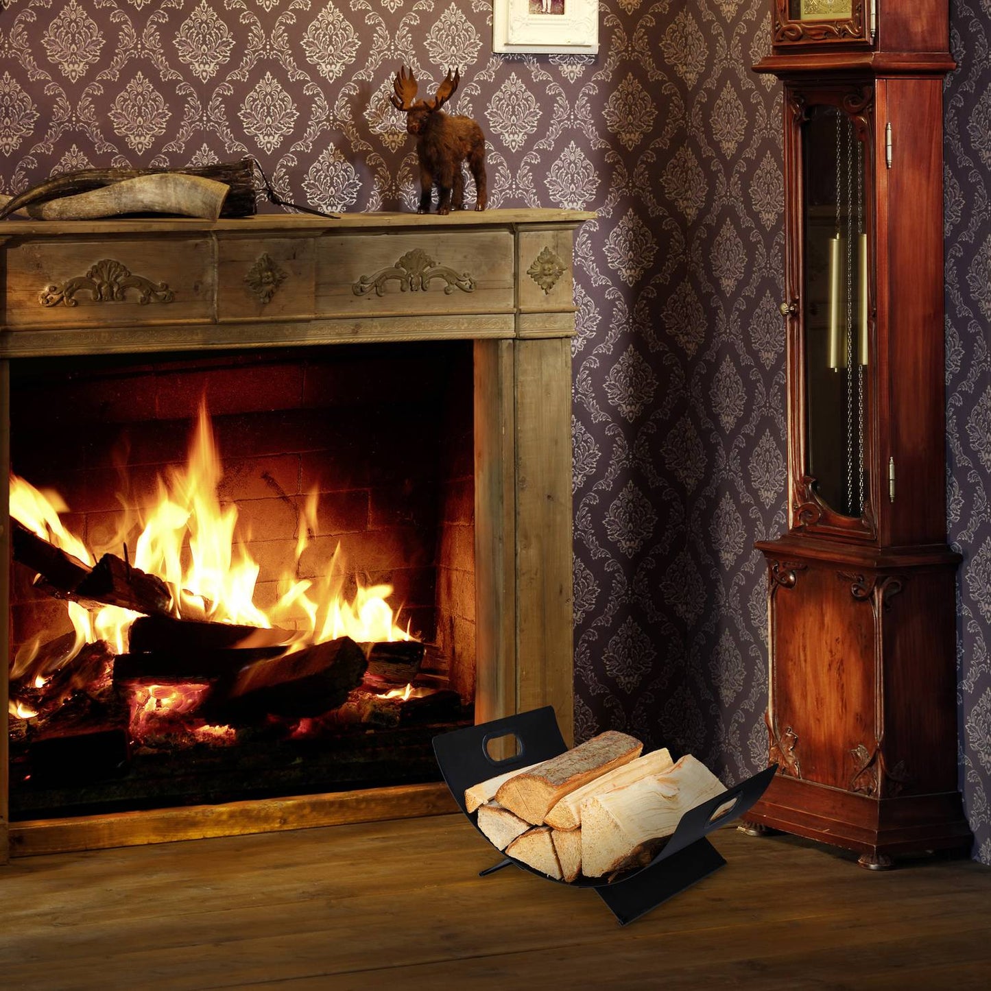 Firewood basket in black