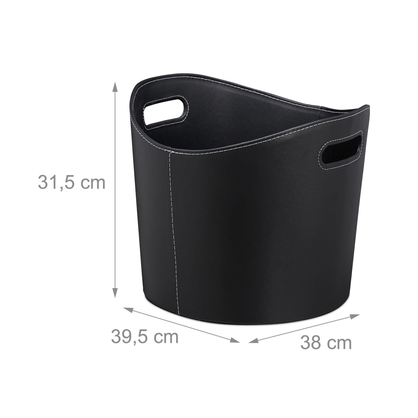Firewood basket in black artificial leather