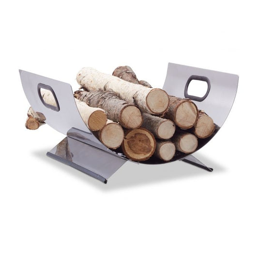 Firewood basket in stainless steel
