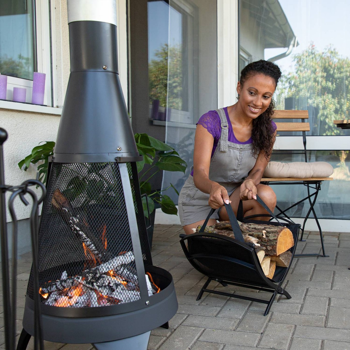 Firewood basket with loop