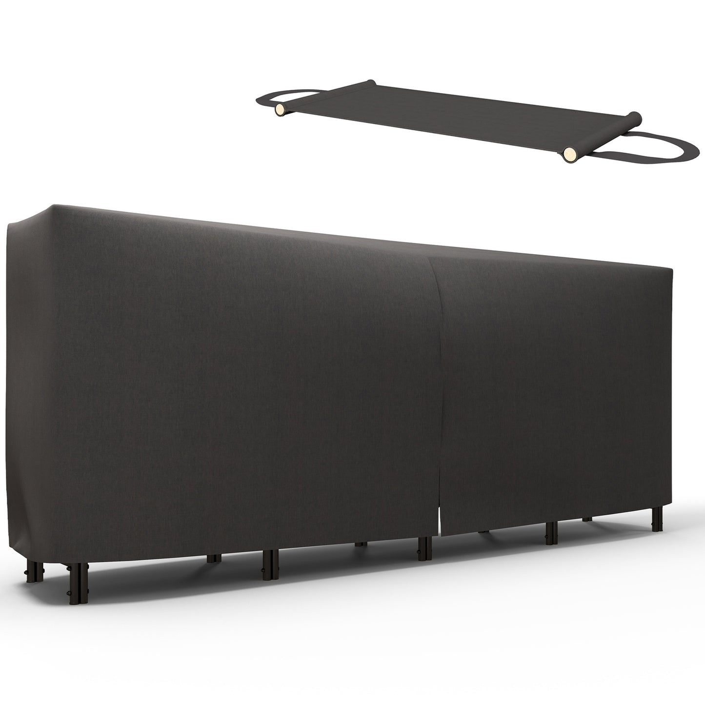 Firewood rack, 0.67 m³, with carrying bag & cover, metal frame, up to 200 kg, 240 x 36 x 99 cm, black