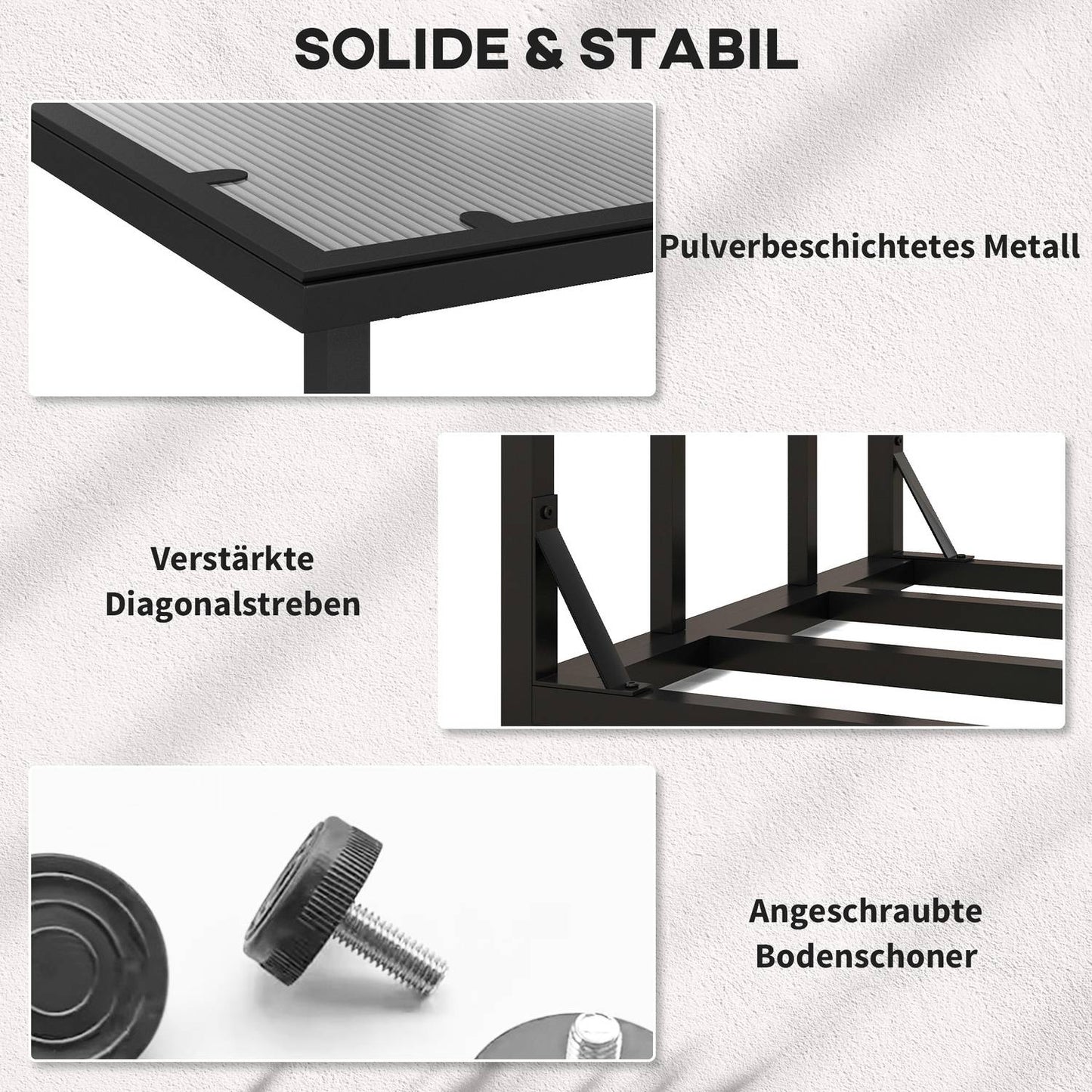 Metal wood rack with lid, 2000 kg capacity, black