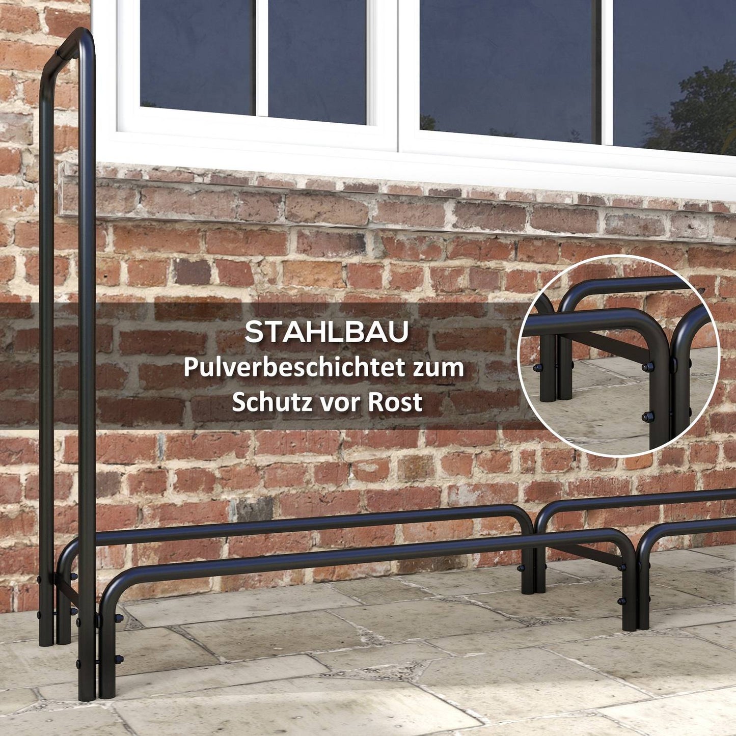 Adjustable firewood rack, metal, 200x36x99 cm with lid