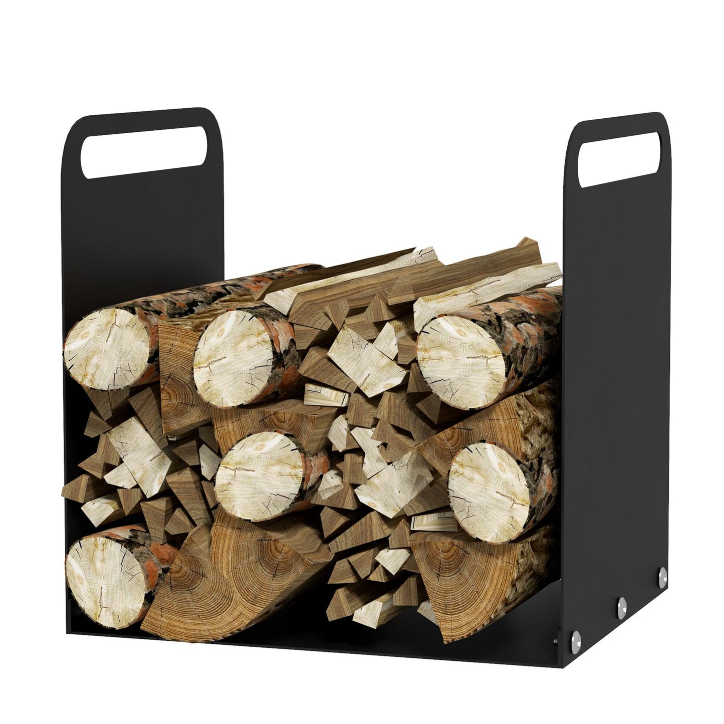 Steel firewood rack with handle - 36.5 x 30 x 36 cm, 30 kg capacity