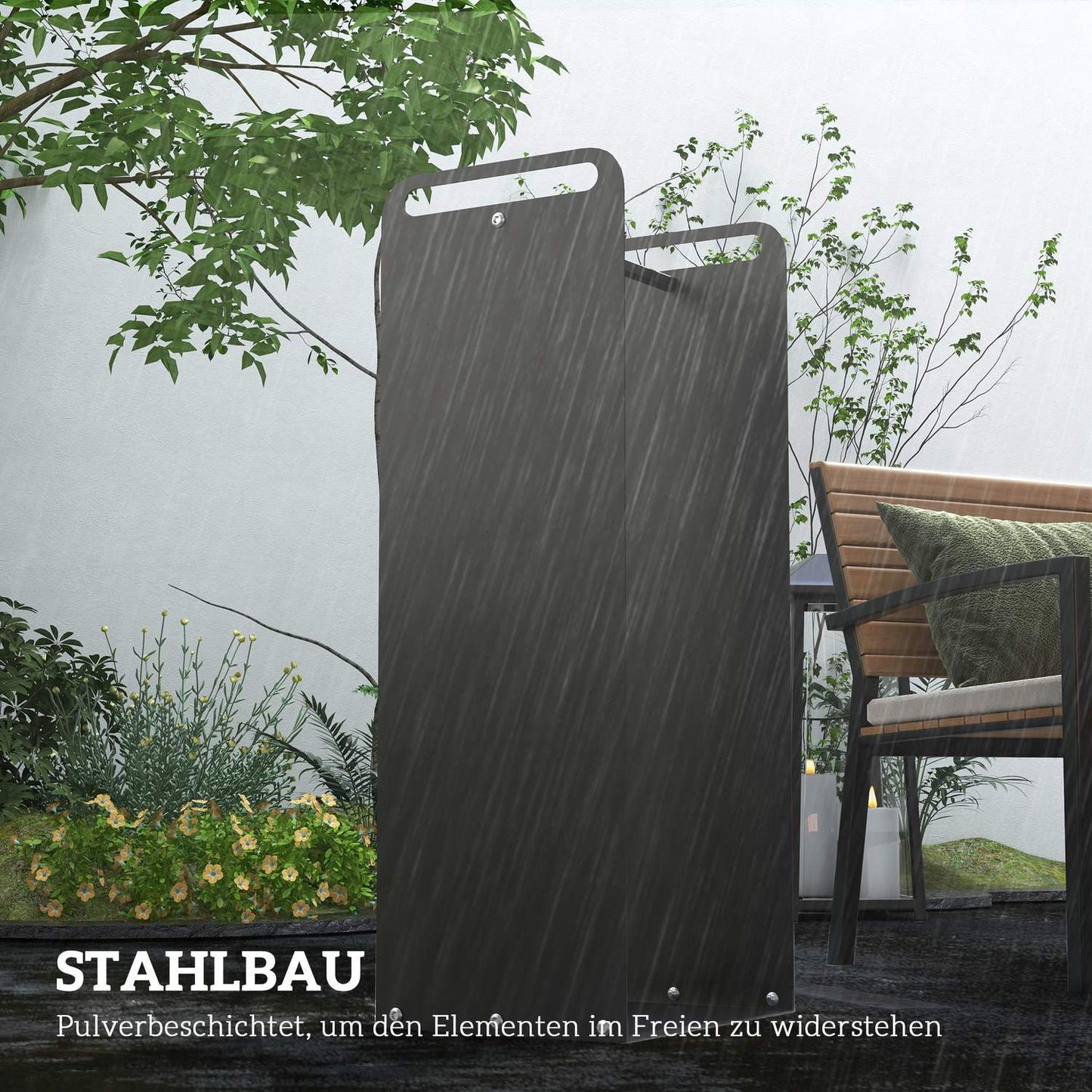 Wood rack in steel with handle, 30 kg capacity, indoor/outdoor