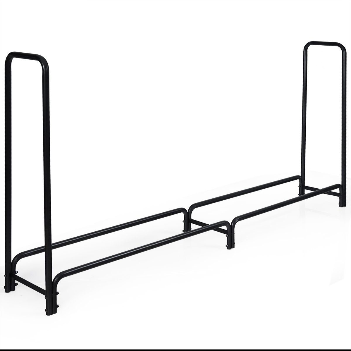 Firewood rack Metal firewood stand with handles & base 250 x 36 x 122.5 cm Black