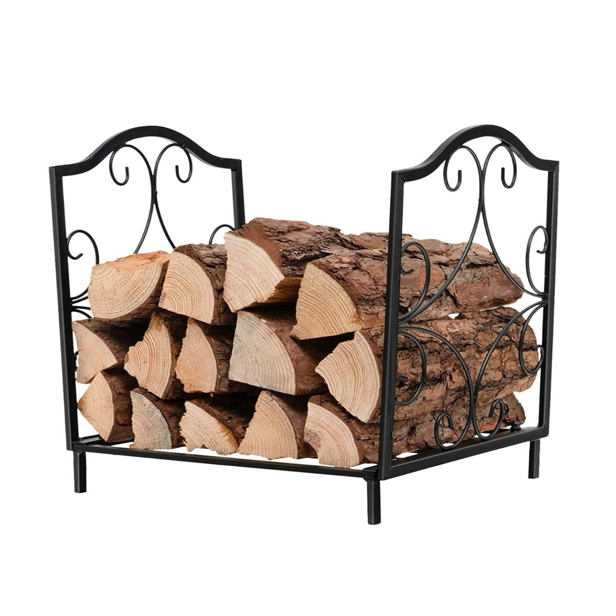 Firewood rack metal firewood rack can hold up to 60kg firewood rack 37 x 32 x 39.5 cm black