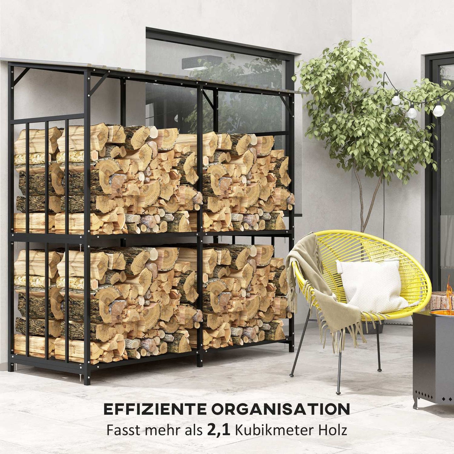 Outdoor wooden rack with lid - 1.17 m³, 100 kg capacity