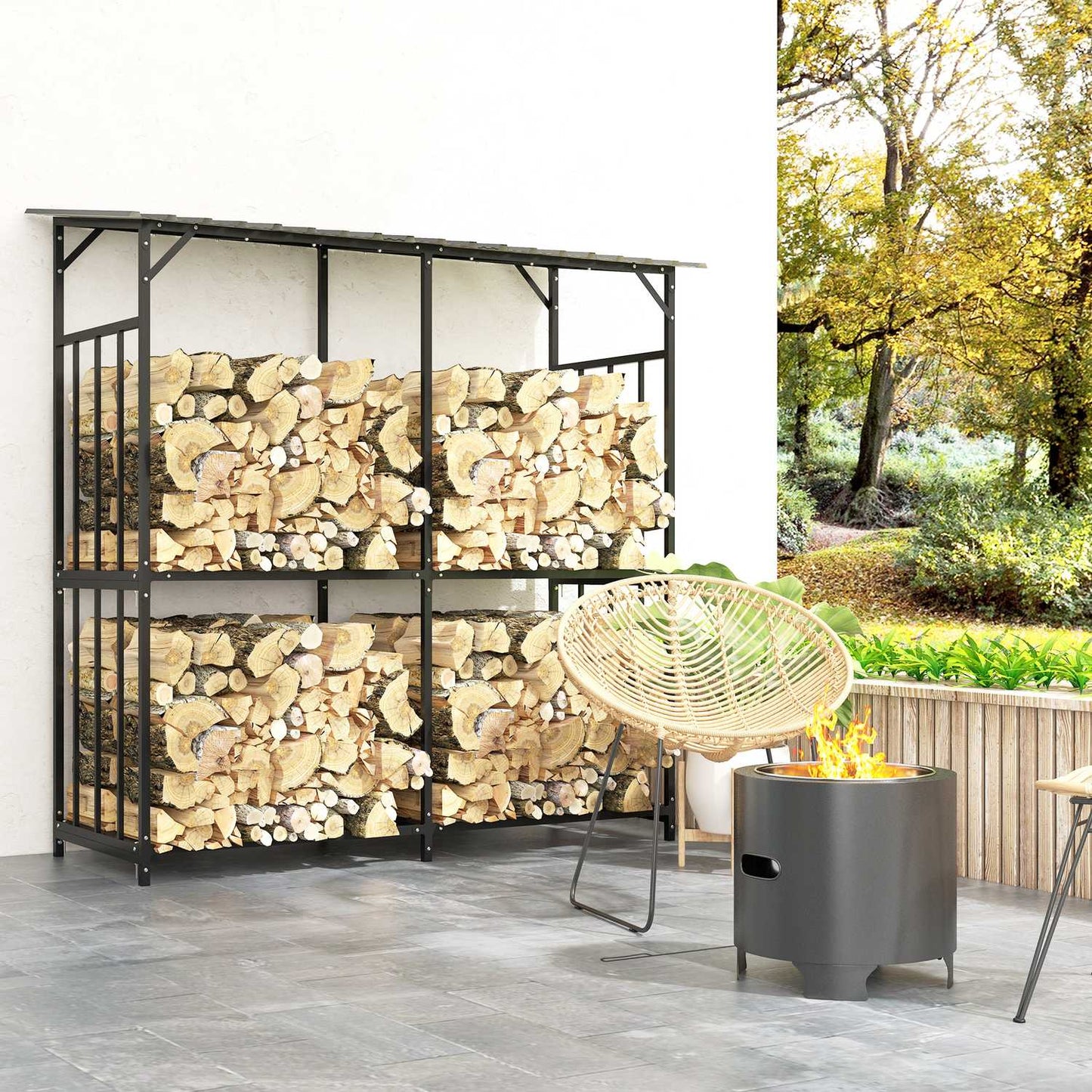 Outdoor wooden rack with lid - 1.17 m³, 100 kg capacity