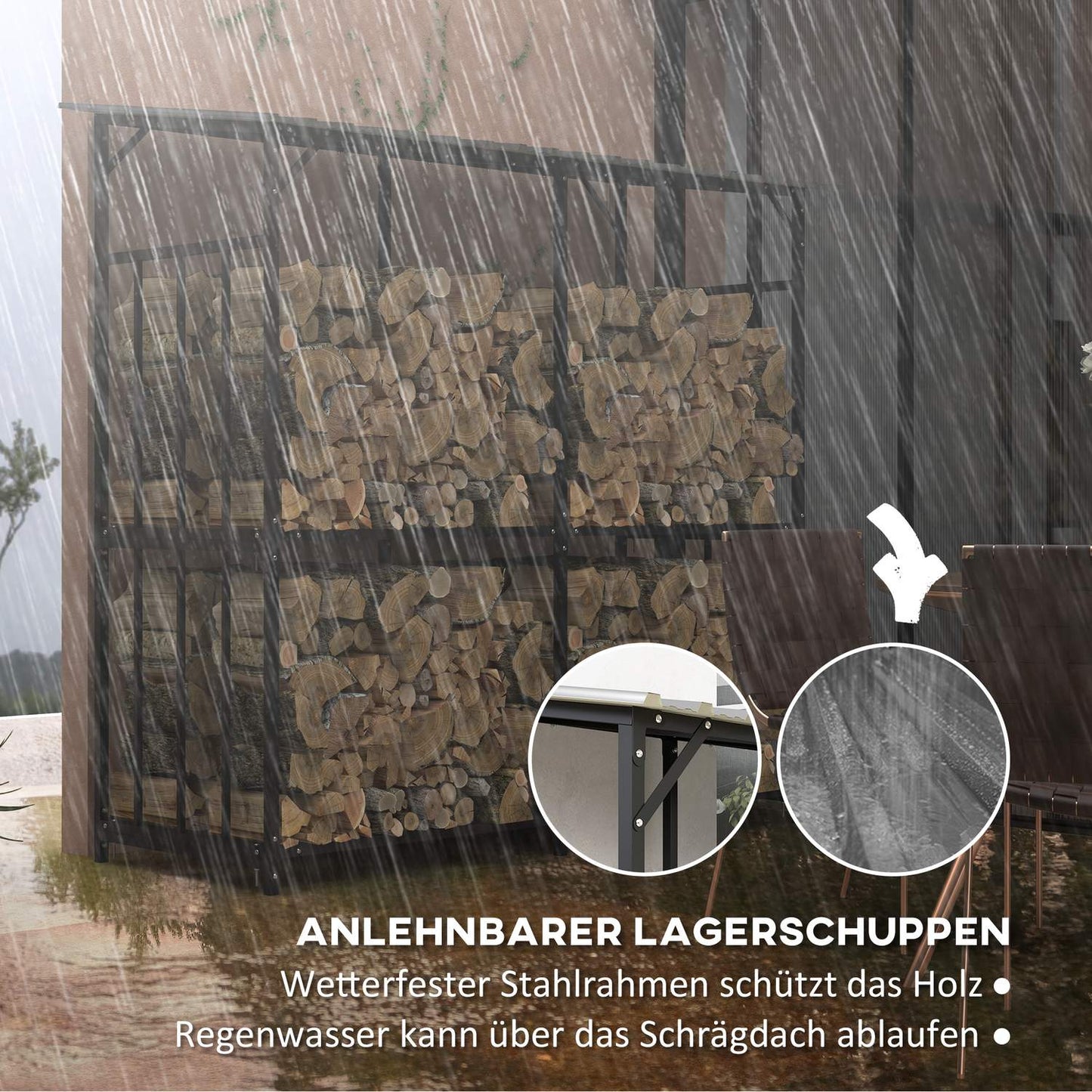 Outdoor wooden rack with lid - 1.17 m³, 100 kg capacity