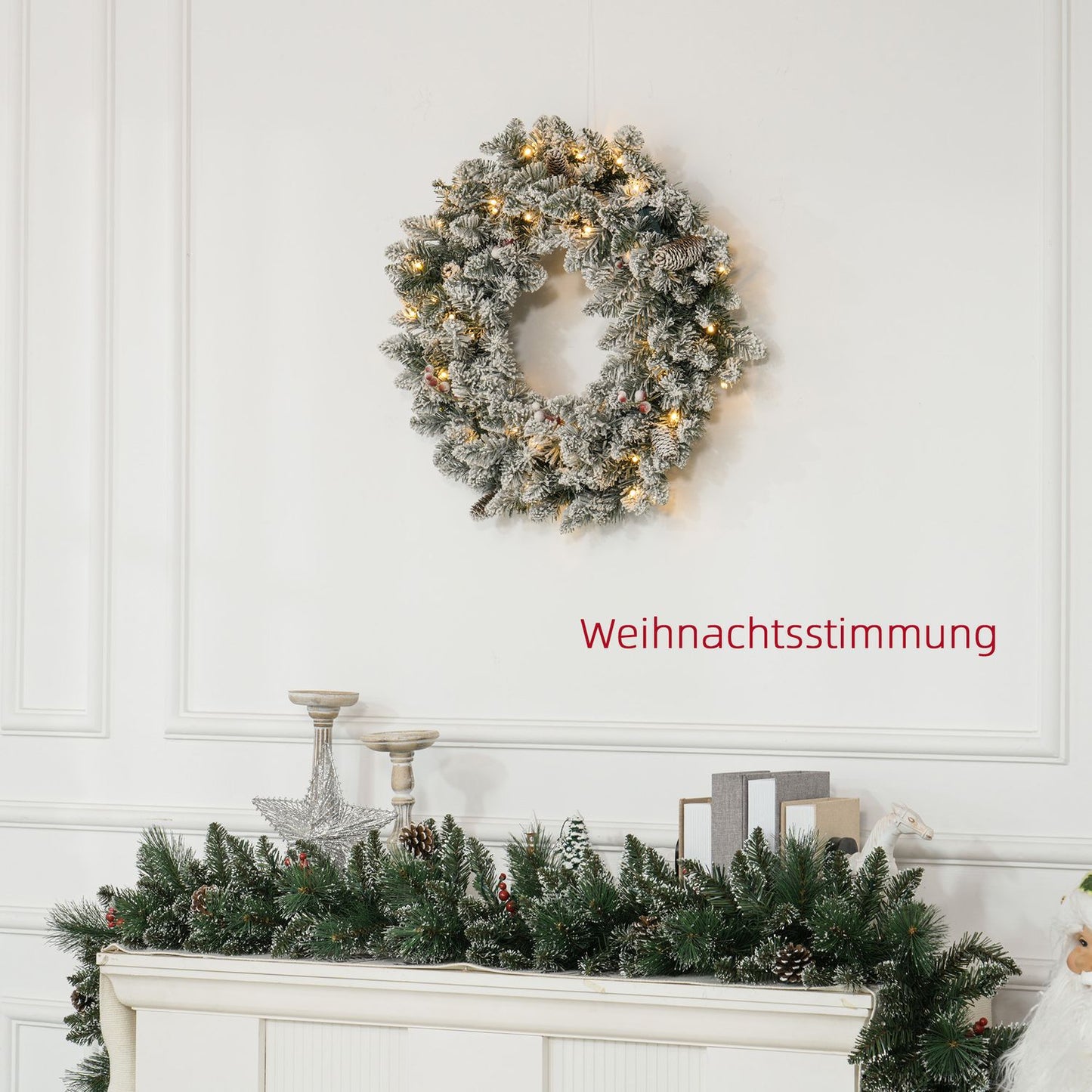 Artificial Christmas tree wreath with LED lights, 60 cm