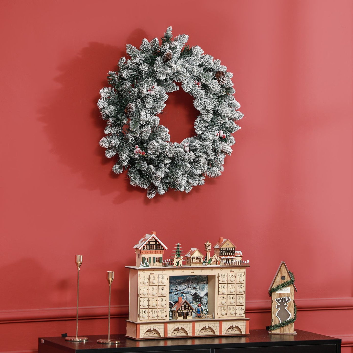 Artificial Christmas tree wreath with LED lights, 60 cm
