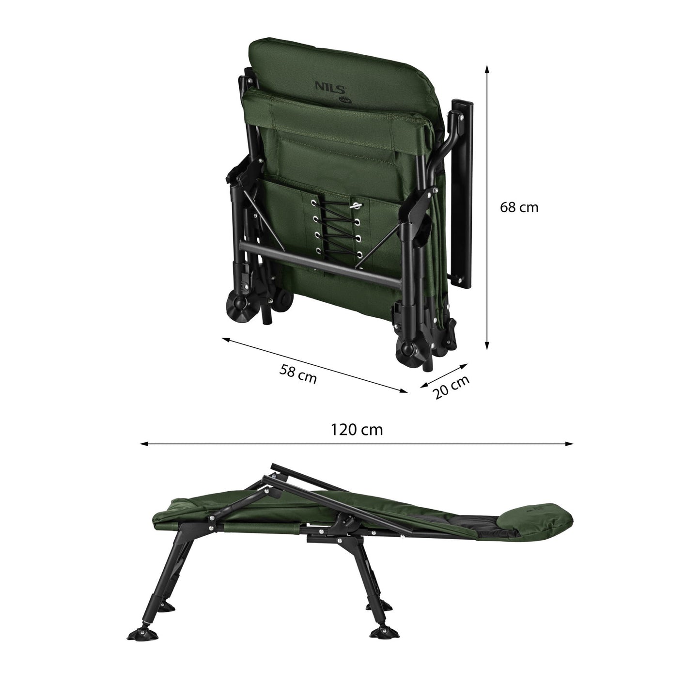 Fishing Chair With Reclining Backrest, 180 kg Steel Frame