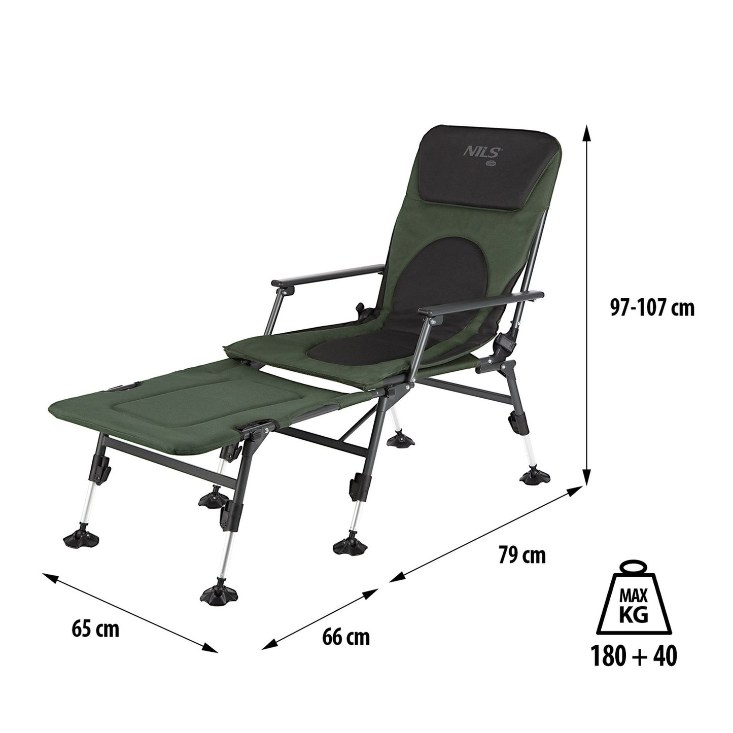 Fishing Chair with Footstool, Foldable, Lightweight