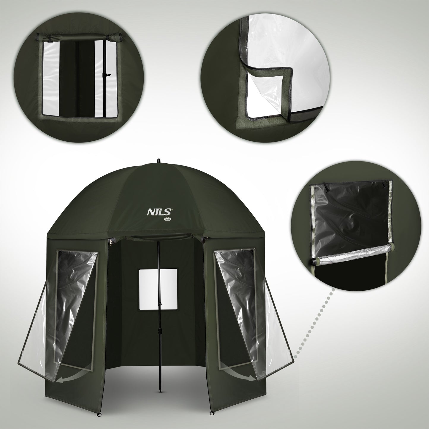 Fishing Umbrella Shelter, 250 cm, Waterproof, Windows