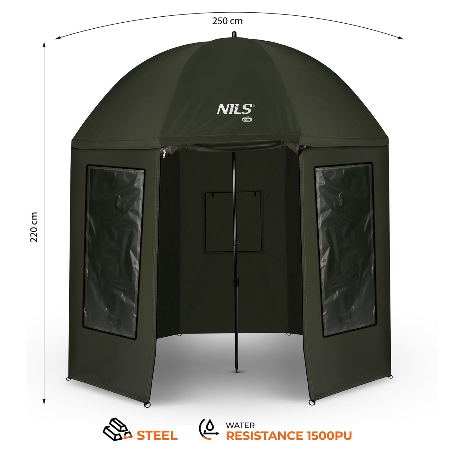 Fishing Umbrella Shelter, 250 cm, Waterproof, Windows