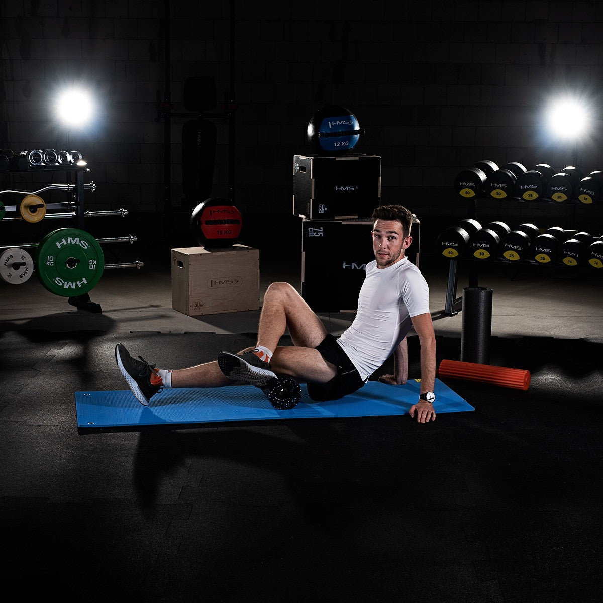 Fitness Mat, Blue-Black, Non-Slip, 6mm Thick