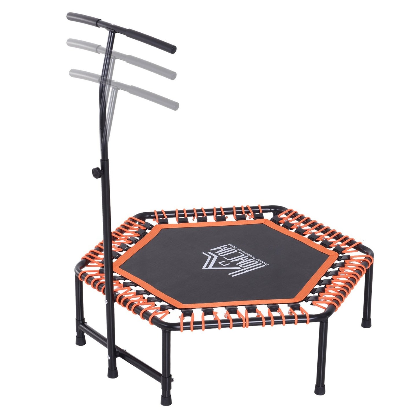 Fitness trampoline for yoga, steel frame, black and orange
