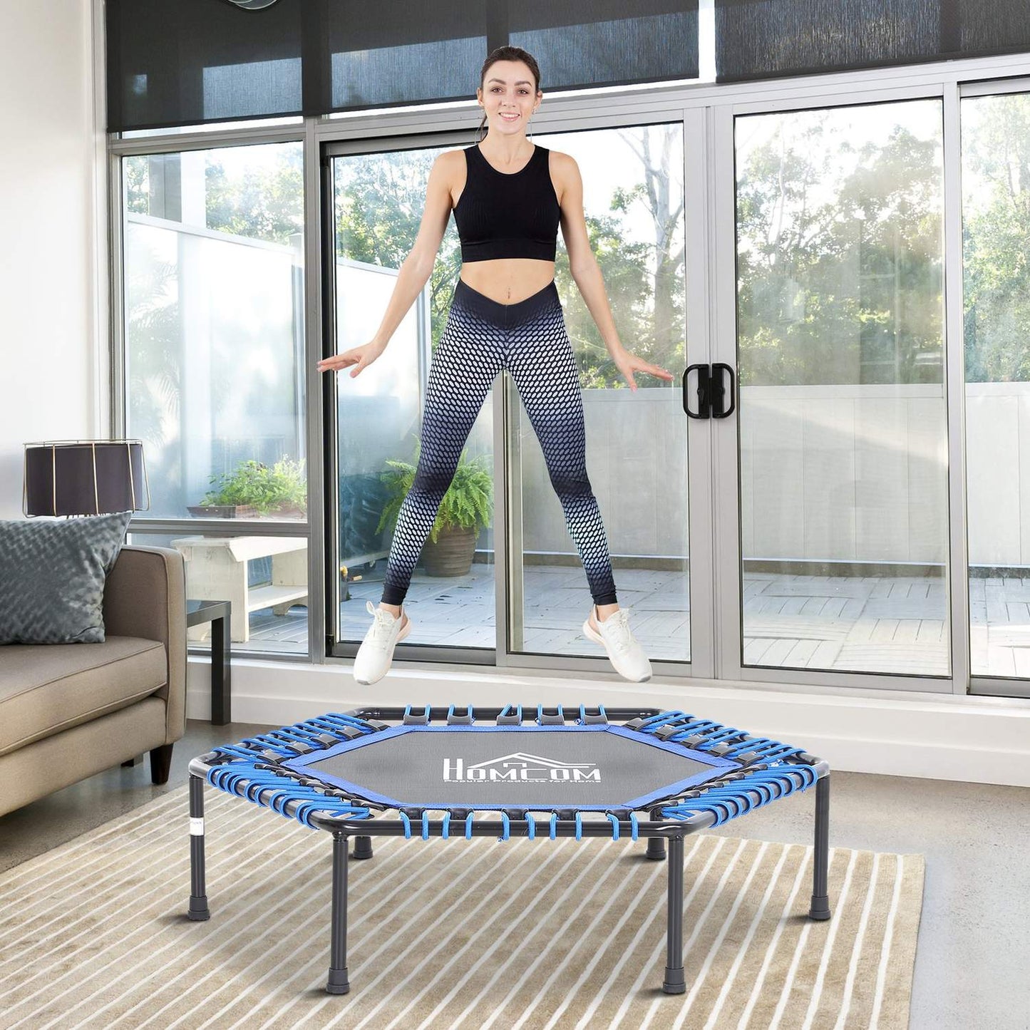 Fitness trampoline for Yoga, Ø105x26 cm, Blue Steel