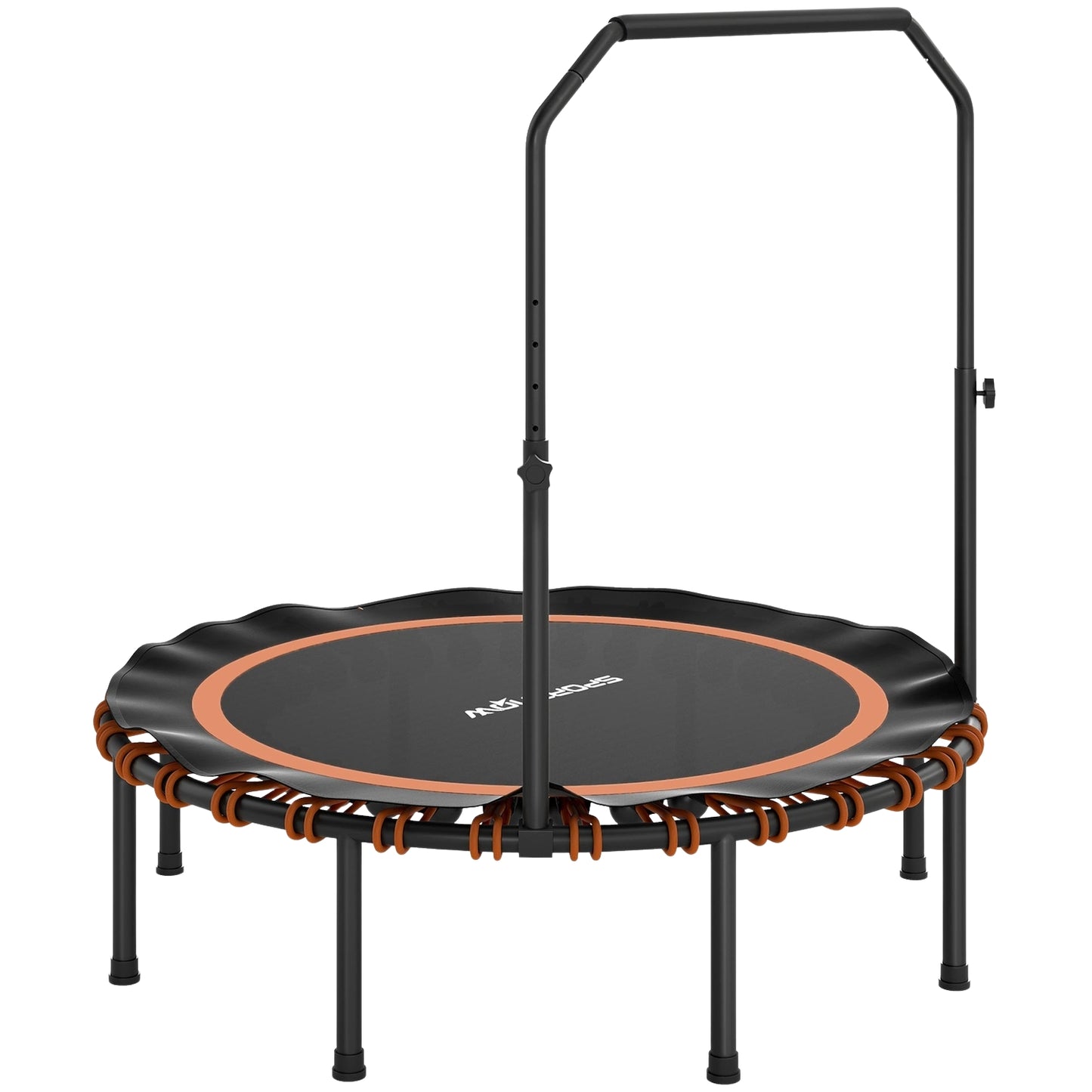 Fitness Trampoline with Adjustable Handle, Indoor/Outdoor, Steel/Plastic, Orange