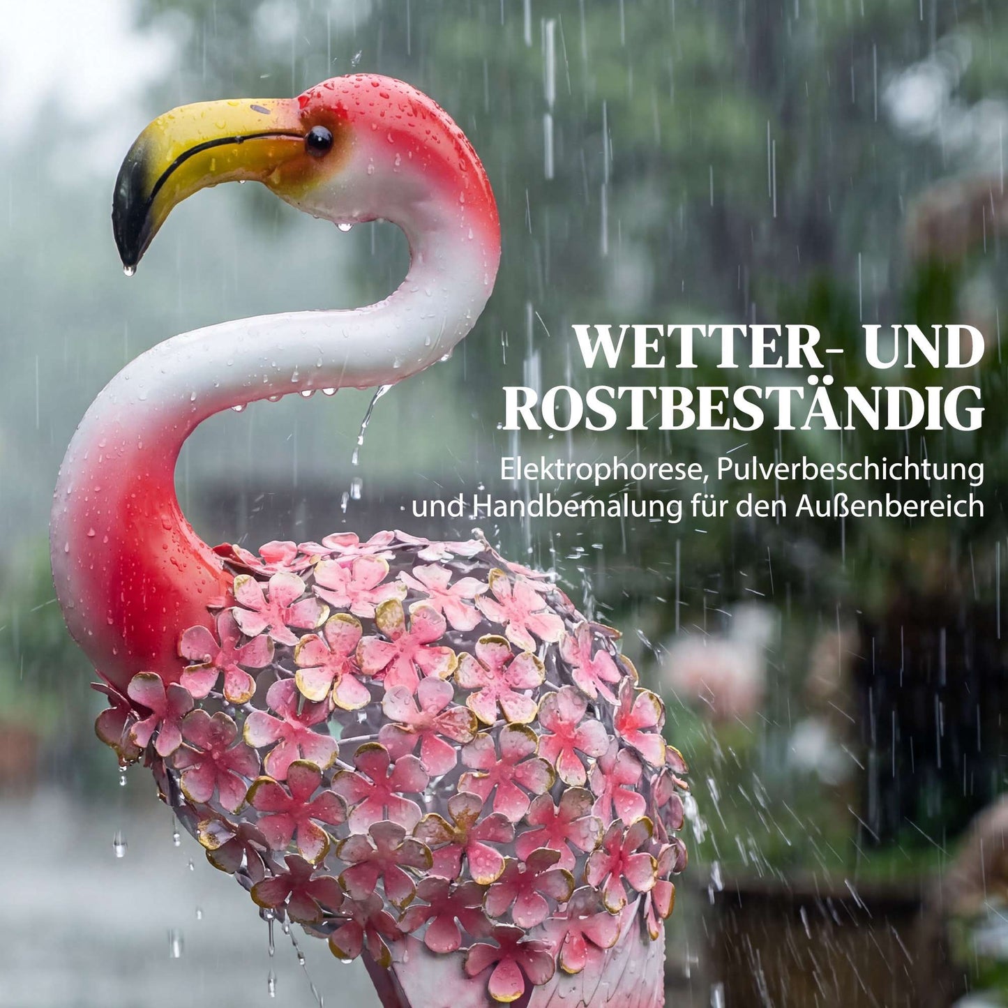 Flamingo Garden Statues Set of 2, Metal Birds with Anchors