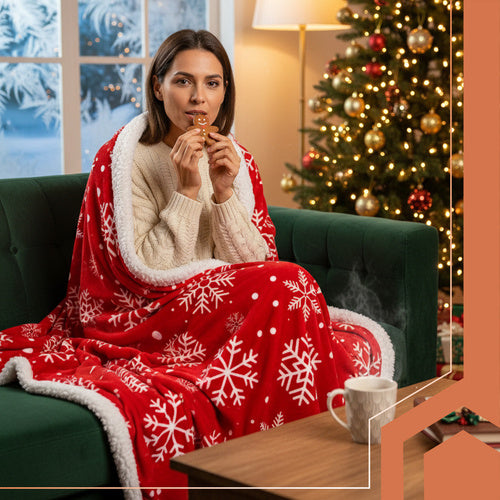 Flannel Christmas Blanket, Double-Sided, 130x170 cm