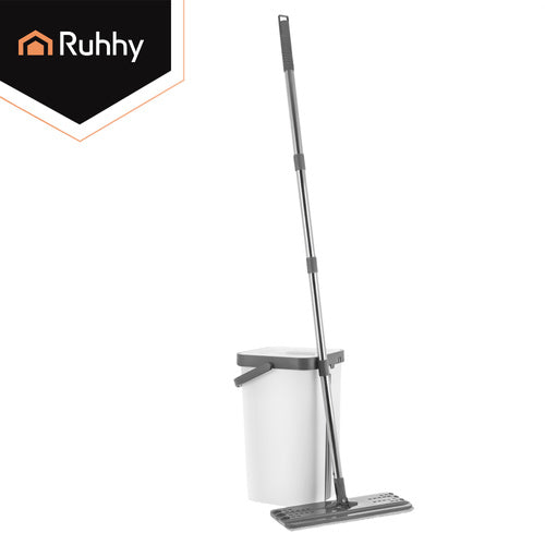 Flat Mop with 11L Dual-Chamber Bucket & 3 Pads