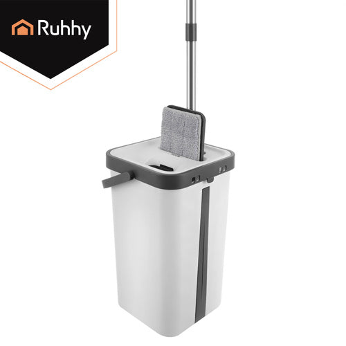 Flat Mop with 11L Dual-Chamber Bucket & 3 Pads