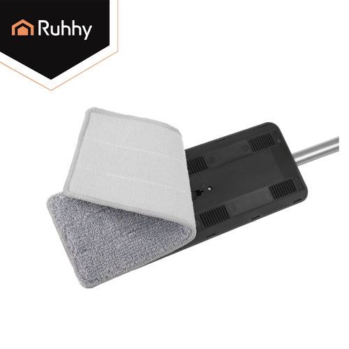 Flat Mop with 11L Dual-Chamber Bucket & 3 Pads