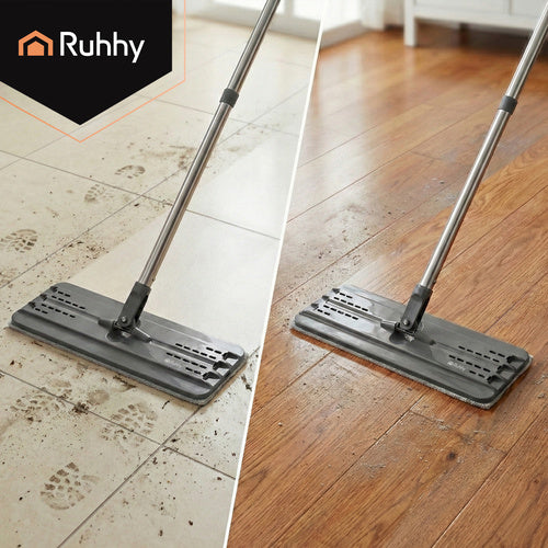 Flat Mop with 11L Dual-Chamber Bucket & 3 Pads