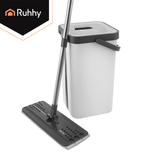 Flat Mop with 11L Dual-Chamber Bucket & 3 Pads