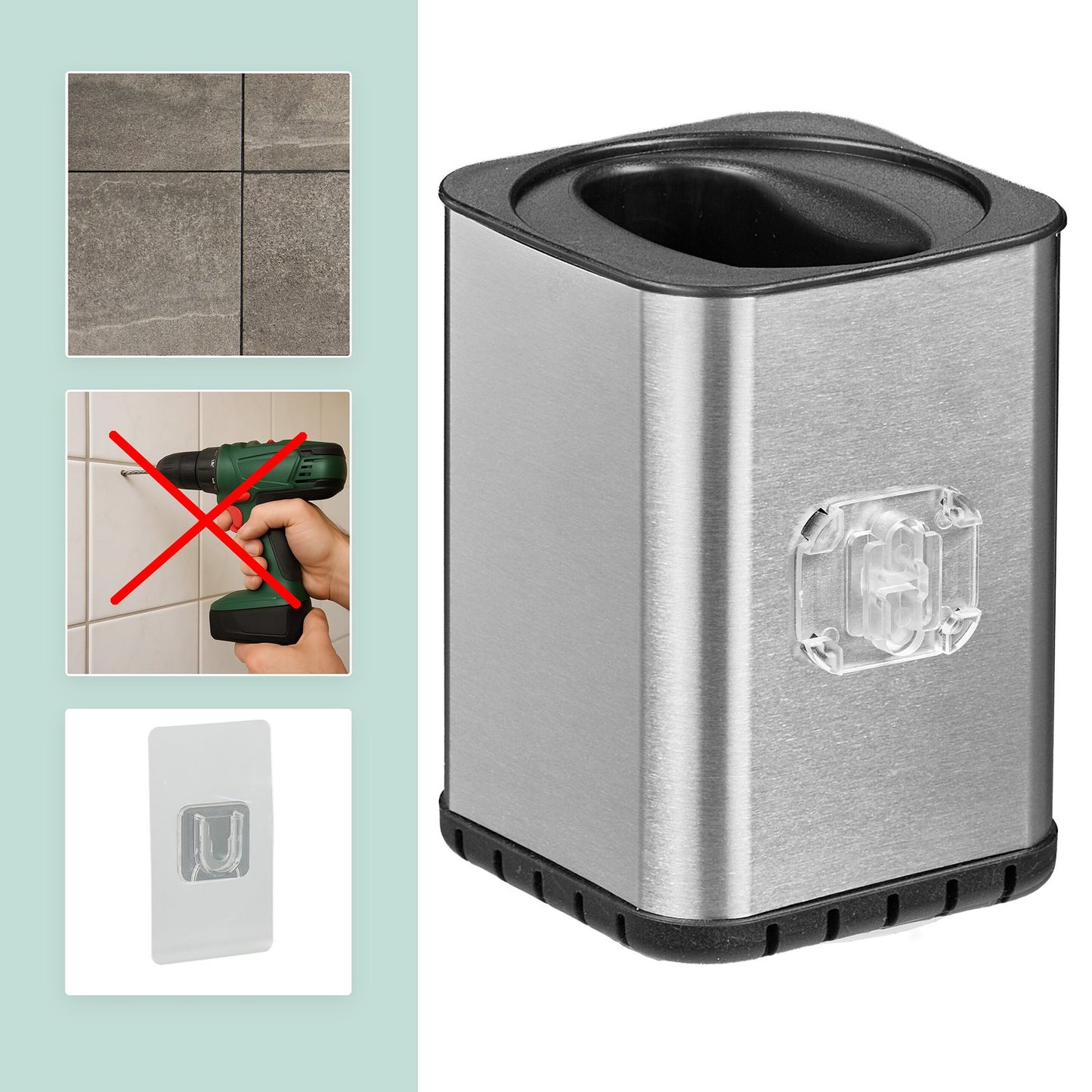 Flat Toilet Brush with Wall-Mount Holder