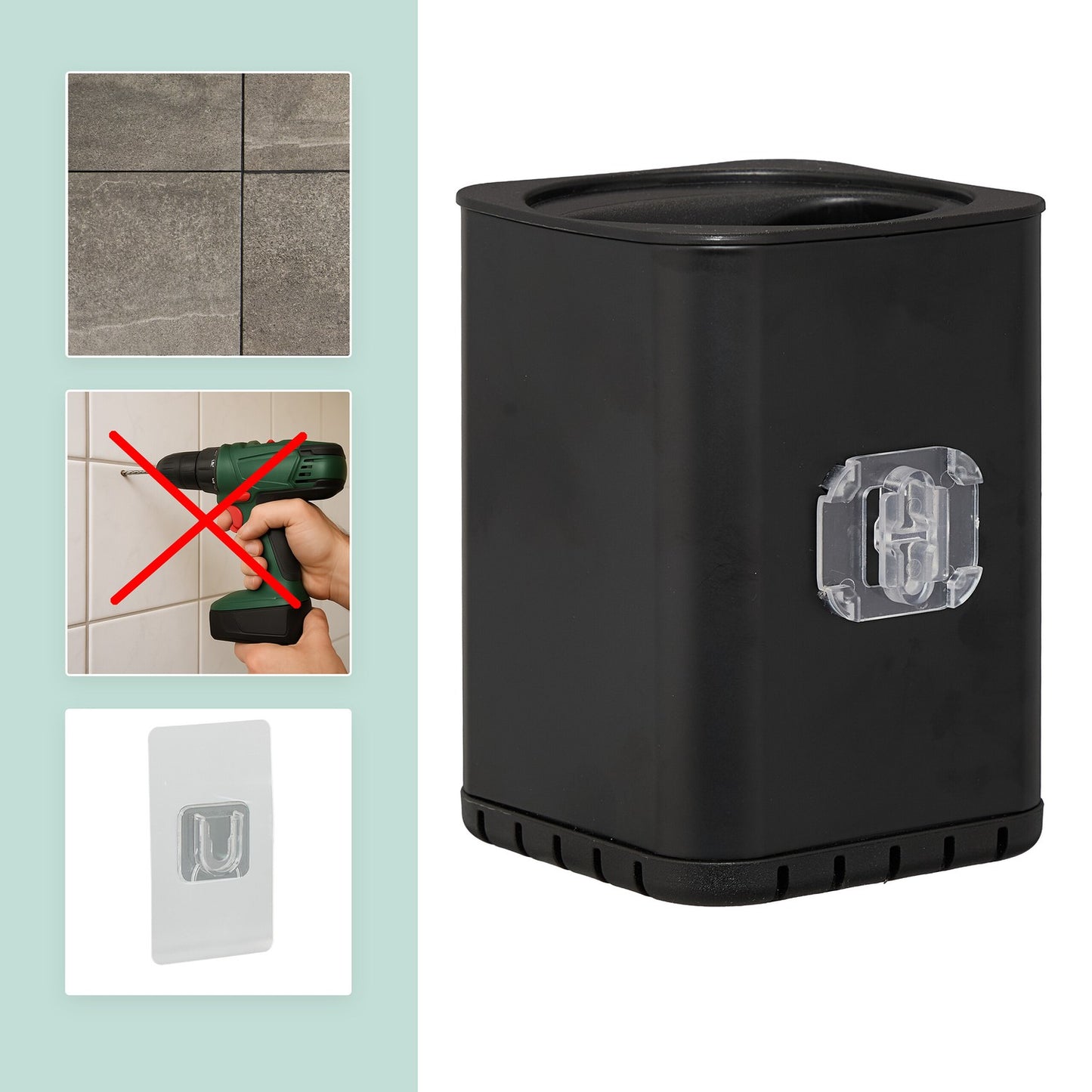 Flat Toilet Brush with Wall-Mounted Holder