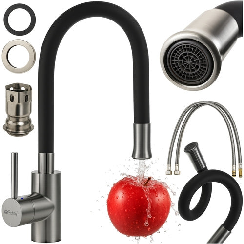 Flexible Spout Kitchen Faucet - Stainless Steel