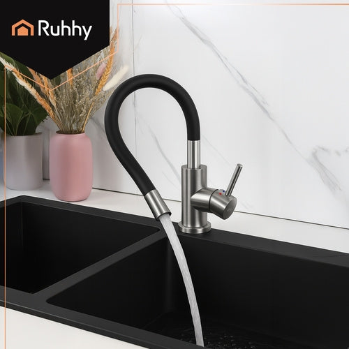 Flexible Spout Kitchen Faucet - Stainless Steel