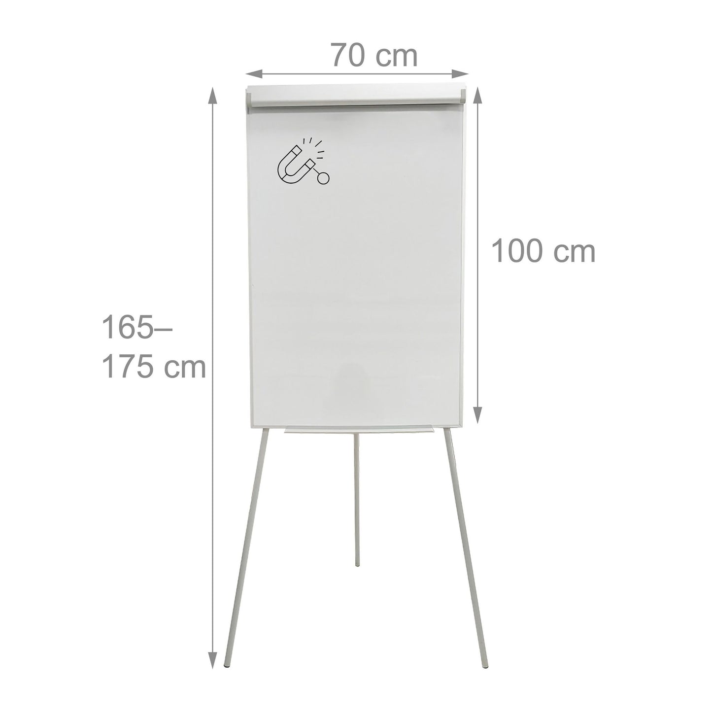 Flipchart Whiteboard 100x70 cm, Magnetic, Adjustable Height