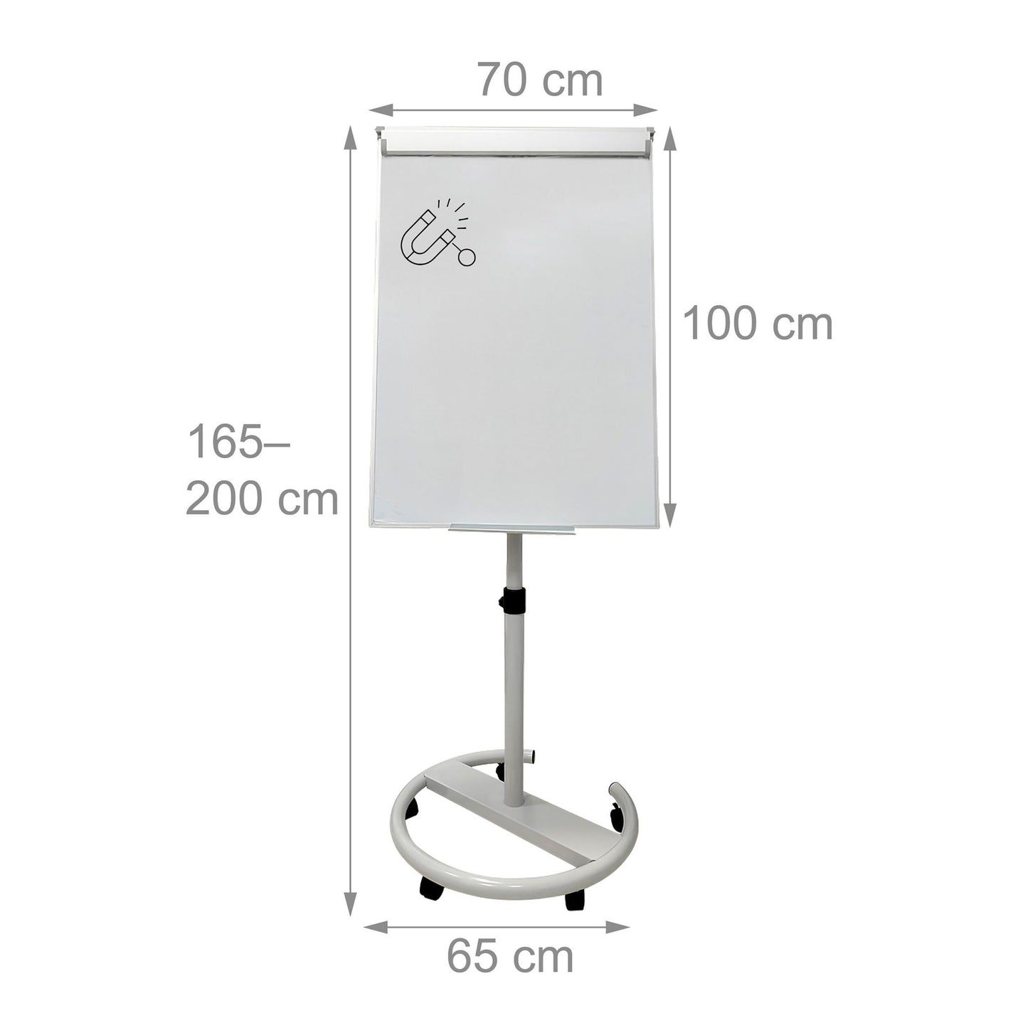 Flipchart Whiteboard, 100x70 cm, Mobile with Side Arms