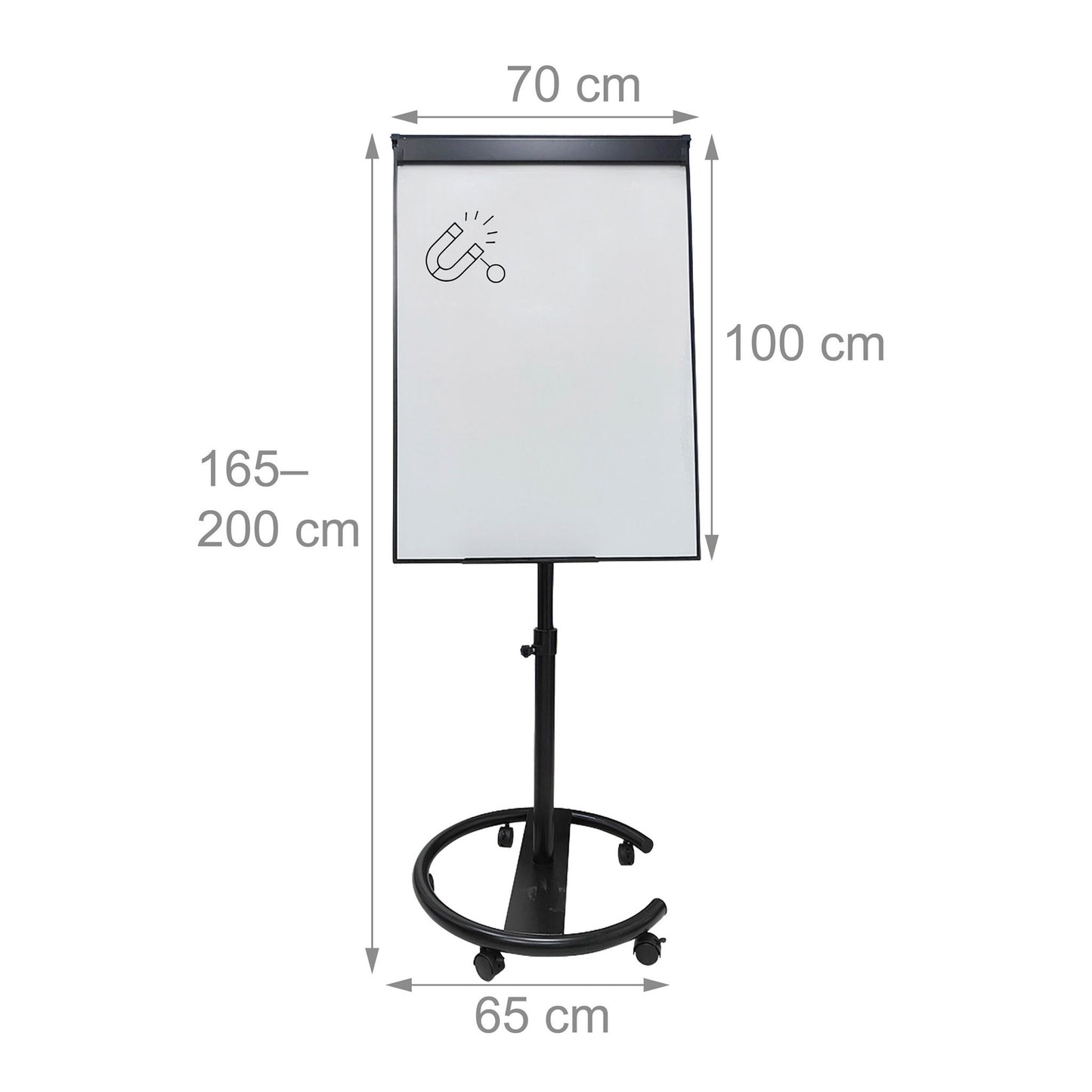 Flipchart Whiteboard, Magnetic, 100x70 cm, Mobile Stand