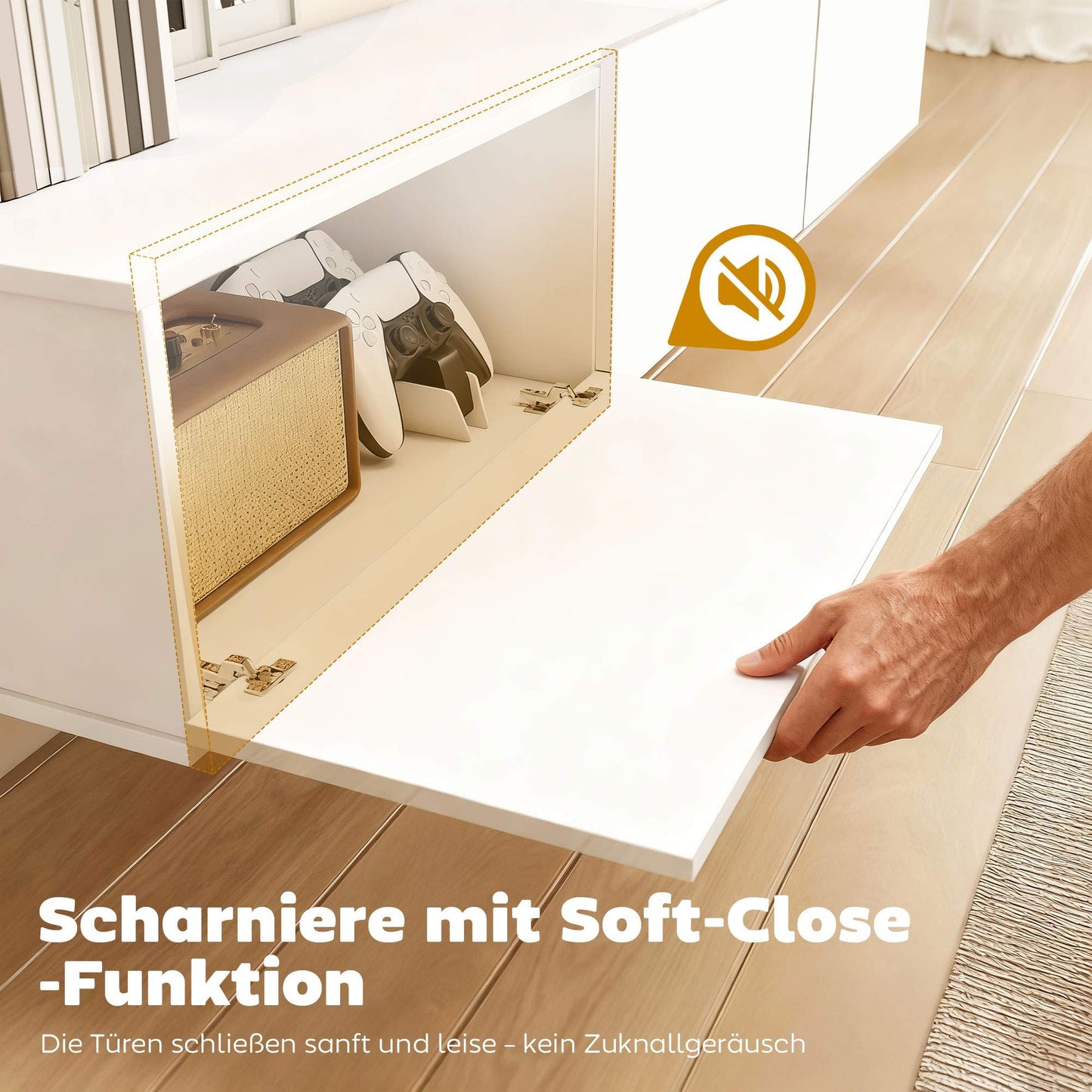 Floating TV Cabinet, Wall-Mount, 3 Drawers, 180 cm, White