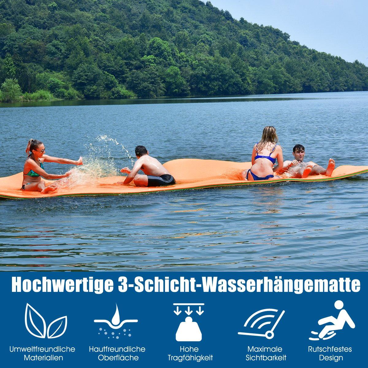 Floating Water Mat 3-Layer Tear-Resistant XPE Foam Mat 355 x 183 x 3.5 cm Orange