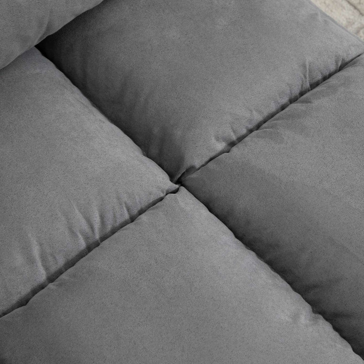 Adjustable 2-in-1 floor chair & bed with backrest, gray velvet
